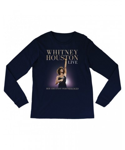 Whitney Houston Long Sleeve Shirt | Greatest Performances Live Album Cover Shirt $7.67 Shirts