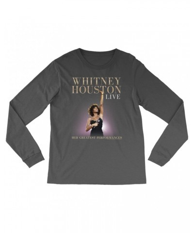 Whitney Houston Long Sleeve Shirt | Greatest Performances Live Album Cover Shirt $7.67 Shirts