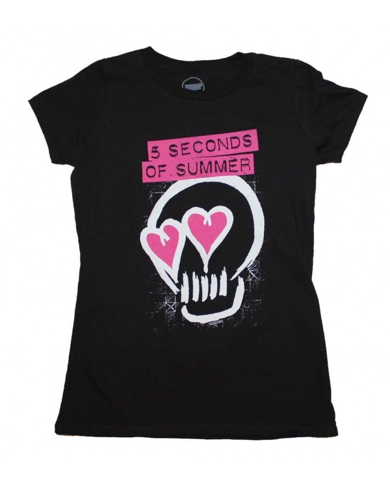 5 Seconds of Summer T Shirt | 5 Seconds of Summer Pink Heartskull Junior's T-Shirt $6.29 Shirts