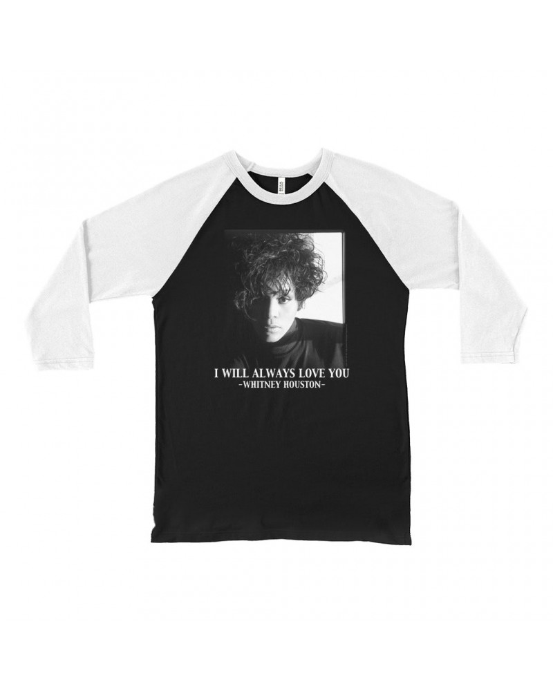 Whitney Houston 3/4 Sleeve Baseball Tee | I Will Always Love You Album Photo Image Shirt $6.26 Shirts