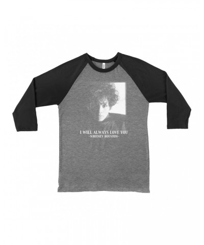 Whitney Houston 3/4 Sleeve Baseball Tee | I Will Always Love You Album Photo Image Shirt $6.26 Shirts