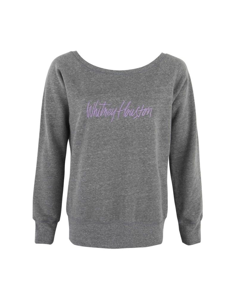 Whitney Houston Wide Neck Grey Fleece Embroidered Sweatshirt $5.95 Sweatshirts