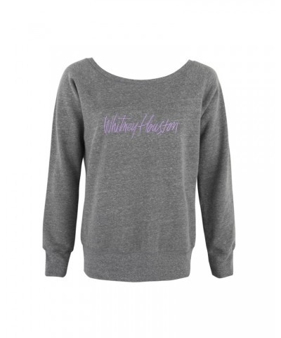 Whitney Houston Wide Neck Grey Fleece Embroidered Sweatshirt $5.95 Sweatshirts