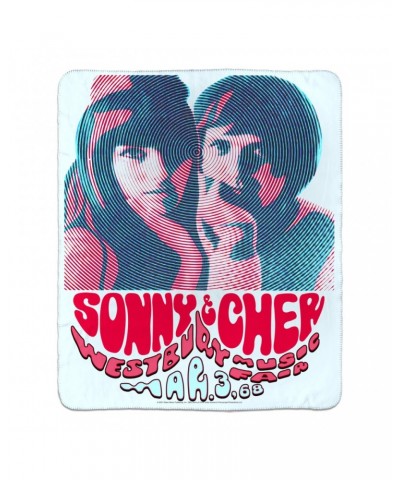 Sonny & Cher Sherpa Blanket | Westbury Music Fair Red Psychedelic Flyer Blanket $15.63 Blankets
