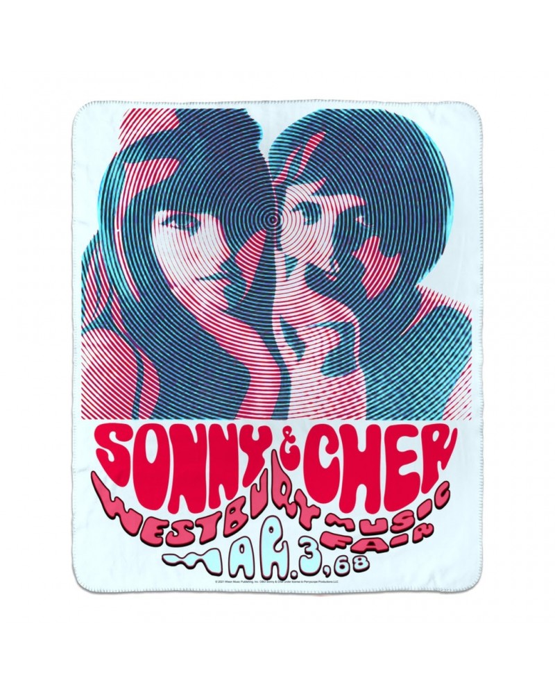 Sonny & Cher Sherpa Blanket | Westbury Music Fair Red Psychedelic Flyer Blanket $15.63 Blankets