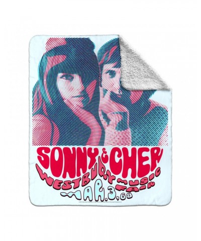 Sonny & Cher Sherpa Blanket | Westbury Music Fair Red Psychedelic Flyer Blanket $15.63 Blankets