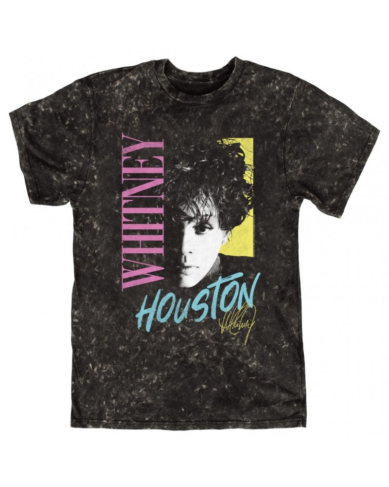 Whitney Houston T-shirt | Pastels Close Up Mineral Wash Shirt $6.29 Shirts