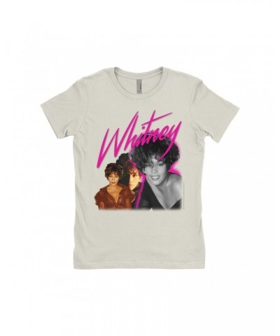 Whitney Houston Ladies' Boyfriend T-Shirt | Whitney Pink Pop Art Photo Collage Design Shirt $40.42 Shirts