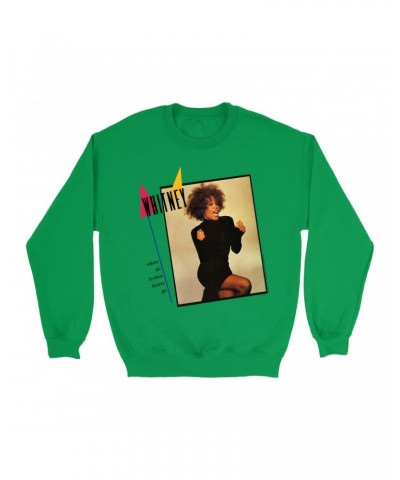 Whitney Houston Bright Colored Sweatshirt | Where Do Broken Hearts Go Album Cover Design Sweatshirt $6.82 Sweatshirts