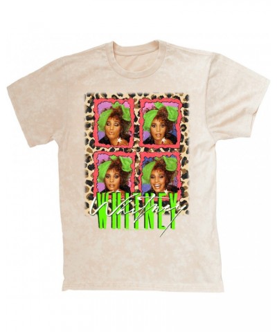 Whitney Houston T-shirt | Leopard Pop Art Mineral Wash Shirt $13.39 Shirts