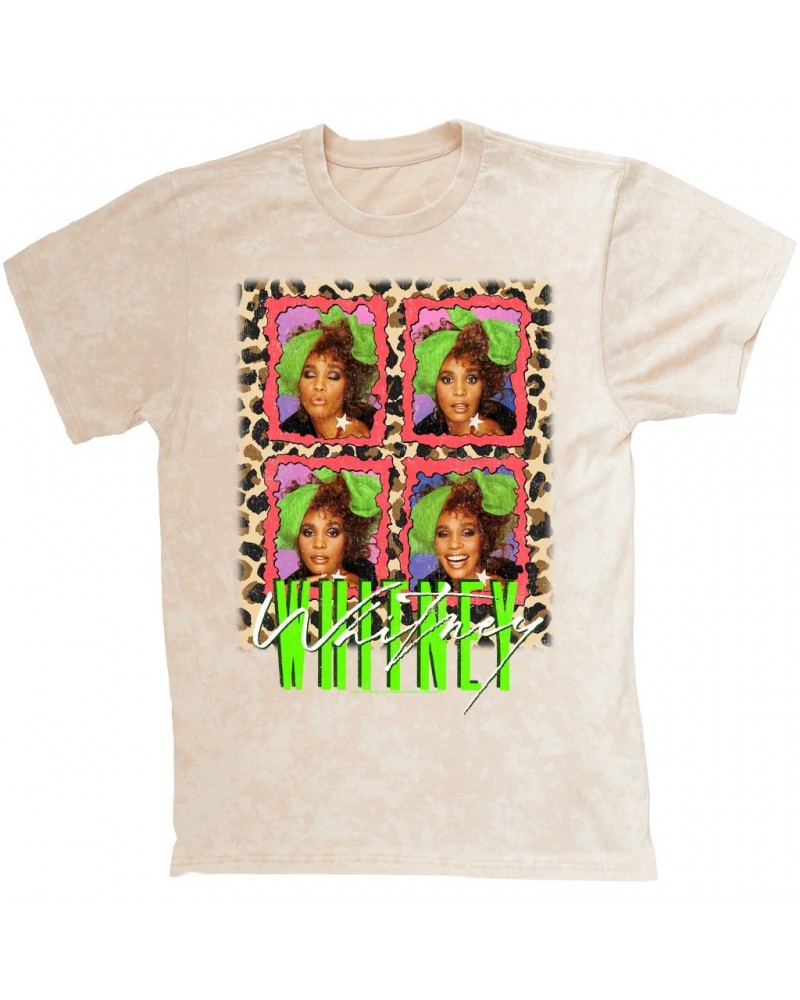 Whitney Houston T-shirt | Leopard Pop Art Mineral Wash Shirt $13.39 Shirts