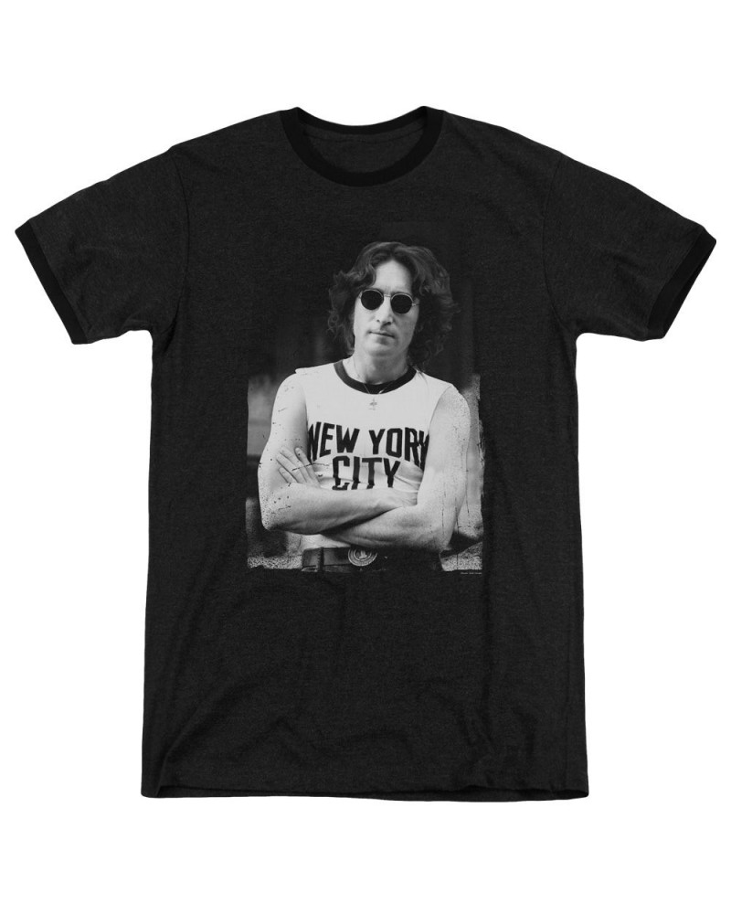 John Lennon Shirt | NEW YORK Premium Ringer Tee $8.35 Shirts