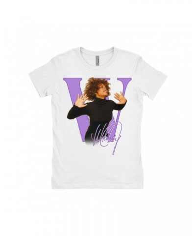 Whitney Houston Ladies' Boyfriend T-Shirt | Purple "W" Is For Whitney Shirt $9.65 Shirts