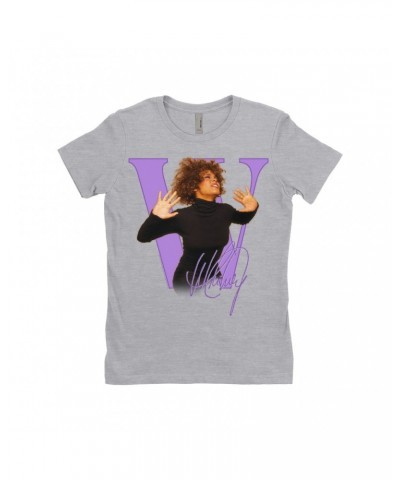 Whitney Houston Ladies' Boyfriend T-Shirt | Purple "W" Is For Whitney Shirt $9.65 Shirts