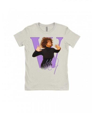 Whitney Houston Ladies' Boyfriend T-Shirt | Purple "W" Is For Whitney Shirt $9.65 Shirts