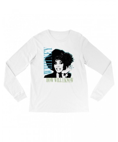 Whitney Houston Long Sleeve Shirt | How Will I Know Negative Design Shirt $8.16 Shirts