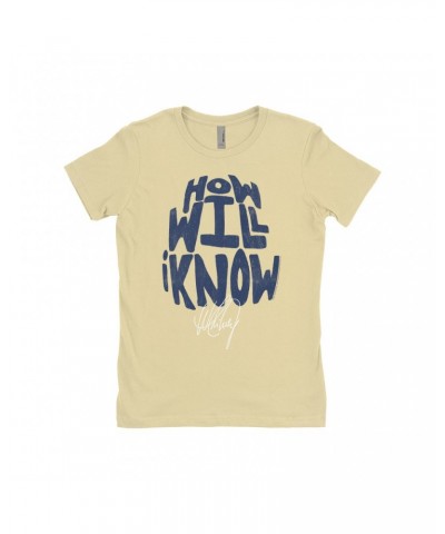Whitney Houston Ladies' Boyfriend T-Shirt | How Will I Know Navy Design Distressed Shirt $6.79 Shirts