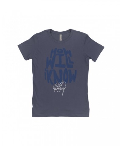 Whitney Houston Ladies' Boyfriend T-Shirt | How Will I Know Navy Design Distressed Shirt $6.79 Shirts